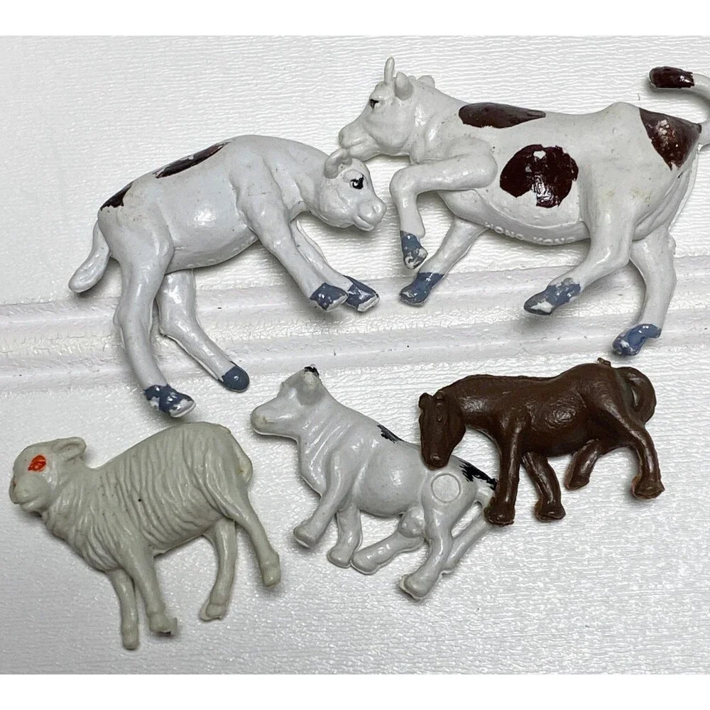 Vintage Hong Kong Miniature Mini Plastic Farm & Jungle Animals Lot of 34